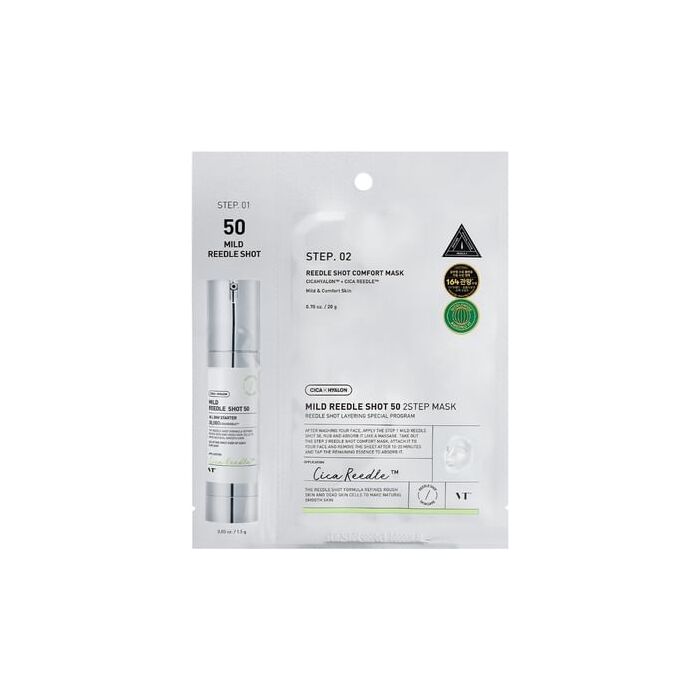 VT Cosmetics Cica Mild Reedle Shot 50 Sheet 2step Mask - Pleťová Maska 1.5g