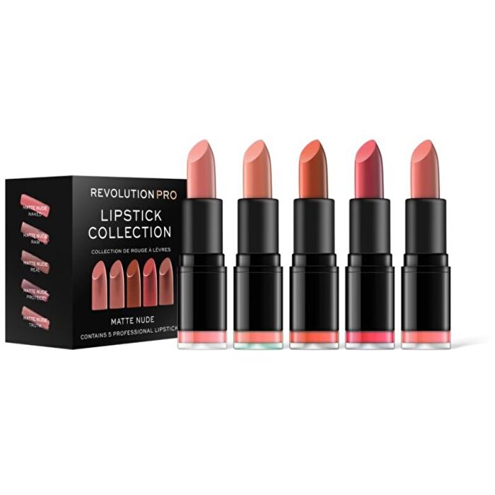 Makeup Revolution Matte Nude Lipstick Collection (5 Pcs) - Set Of Five Lipsticks 3.2g