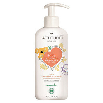 Attitude Baby Leaves Kids Body Soap And Shampoo 2 In 1 With Pear Juice Scent 473ml