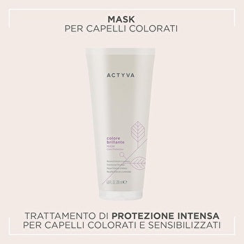 Kemon Actyva Colore Brillante Protection And Shine Mask - Posilující Maska Pro Lesk A Ochranu Barvených Vlasů 200ml