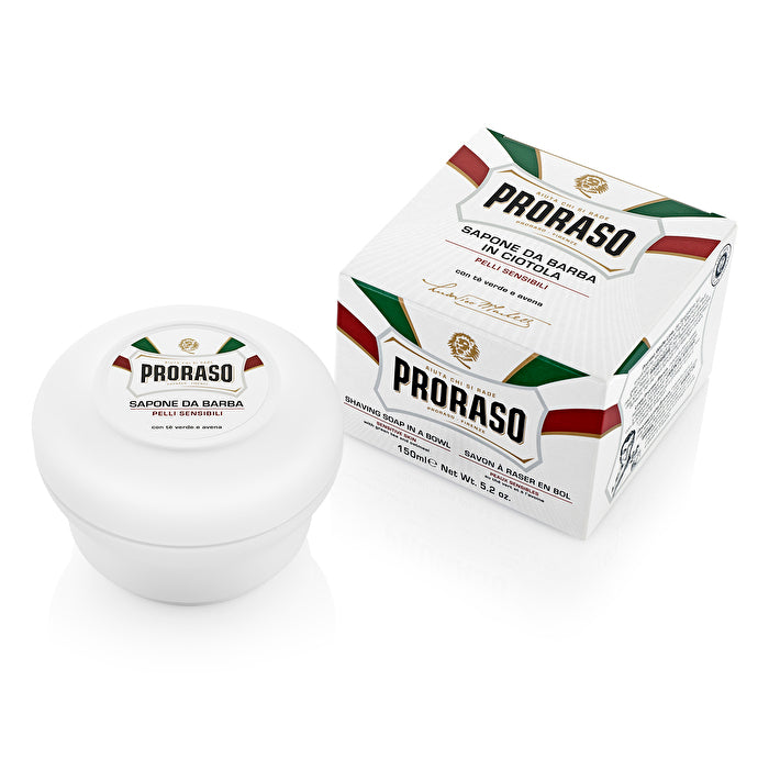 Proraso White Shaving Soap - Shaving Soap For Sensitive Skin With Green Tea 150ml