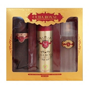 Cuba Royal Gift Set 100ml Eau De Toilette After Shave (after Shave) Royal 100ml And 200ml Royal Deospray 100ml