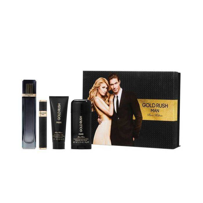 Paris Hilton Gold Rush Man Set Eau De Toilette 100ml & Eau De Toilette 15ml & Hair & Bw 90ml & Deodorant Stick 78g