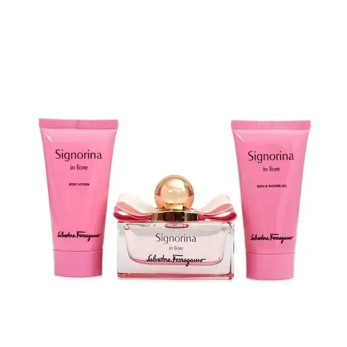 Salvatore Ferragamo Signorina In Fiore Woman Eau De Toilette 50ml+ Bl 50ml & Bath & Sg 50ml Travel Set