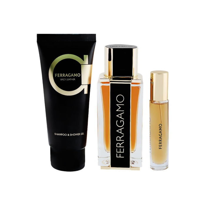 Salvatore Ferragamo Ferragamo Spicy Leather Man Set Parfum 100ml & Parfum 15ml & Shampoo & Sg 100ml
