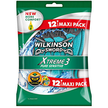 Wilkinson Sword Xtreme3 pure Sensitive (12 Pcs) - Disposable Razor For Men