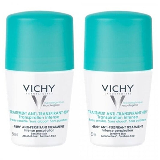 Vichy Traitement Anti-transpirant 48h Roll-on ( 2 Pcs ) - 48-hour Ball Antiperspirant Against White And Yellow Spots 50ml