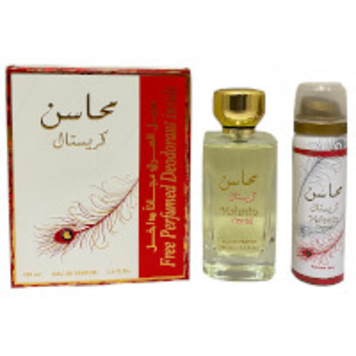 Lattafa Perfumes Mahasin Crystal Gift Set Eau De Parfum 100ml And Deospray 75ml 100ml