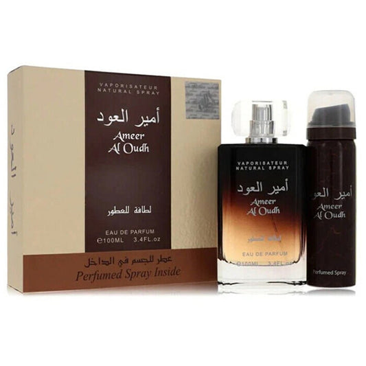 Lattafa Perfumes Ameer Al Oudh Gift Set Eau De Parfum 100ml And Deospray 50ml 100ml