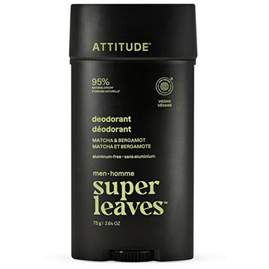 Attitude Super Leaves Matcha & Bergamot Deodorant - Natural Men's Deodorant 75.0g
