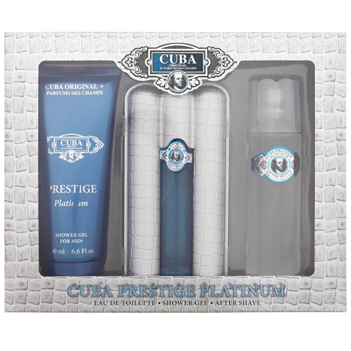 Cuba Prestige Platinum Gift Set Eau De Toilette 90ml Shower Gel 200ml And After Shave (aftershave) 100ml 90ml