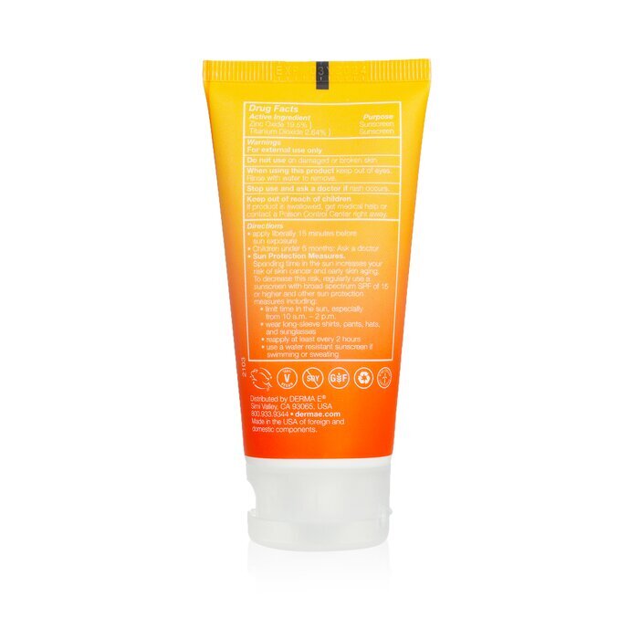 Derma E Sun Defense Clear Zinc Oil Free Sunscreen SPF 30 - Face 56g/2oz
