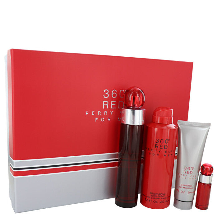 Perry Ellis 360 Red Gift Set - 3.4 oz Eau De Toilette Spray + Mini Eau De Toilette Spray + 6 oz Body Spray + 3 oz Shower Gel