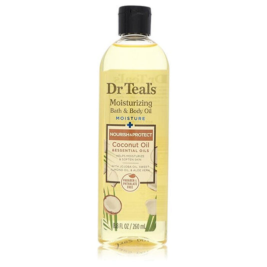 Dr Teal's Moisturizing Bath & Body Oil Nourishing Coconut Oil with Essensial Oils, Jojoba Oil, Sweet Almond Oil and Cocoa Butter 260ml/8.8oz