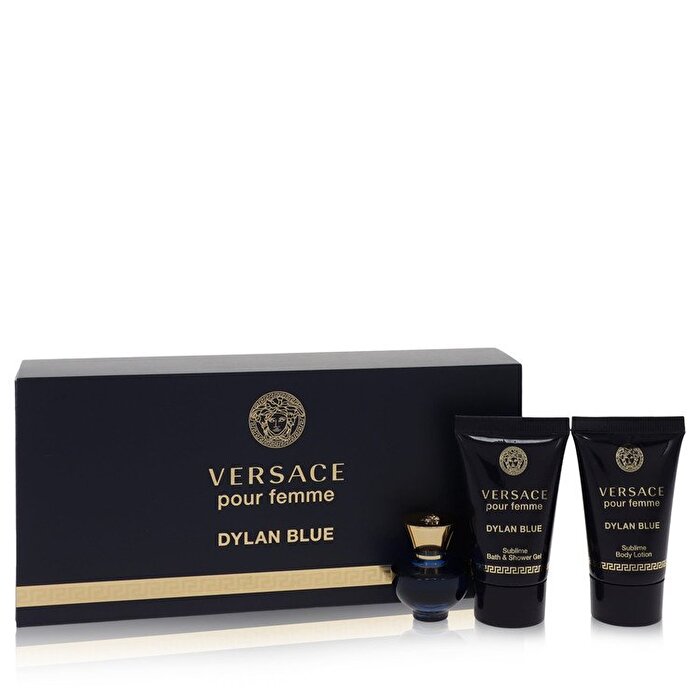 Versace Pour Femme Dylan Blue Gift Set - Mini Eau De Parfum + 0.8 oz Body Lotion + 0.8 oz Shower Gel
