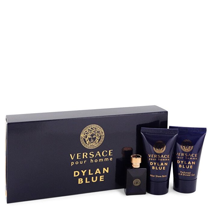 Versace Pour Homme Dylan Blue Gift Set - Mini Eau De Toilette + 0.8 oz After Shave Balm + 0.8 oz Shower Gel