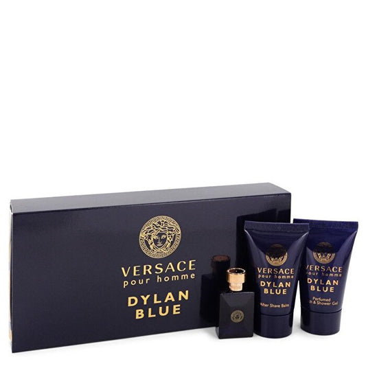 Versace Pour Homme Dylan Blue Gift Set - Mini Eau De Toilette + 0.8 oz After Shave Balm + 0.8 oz Shower Gel