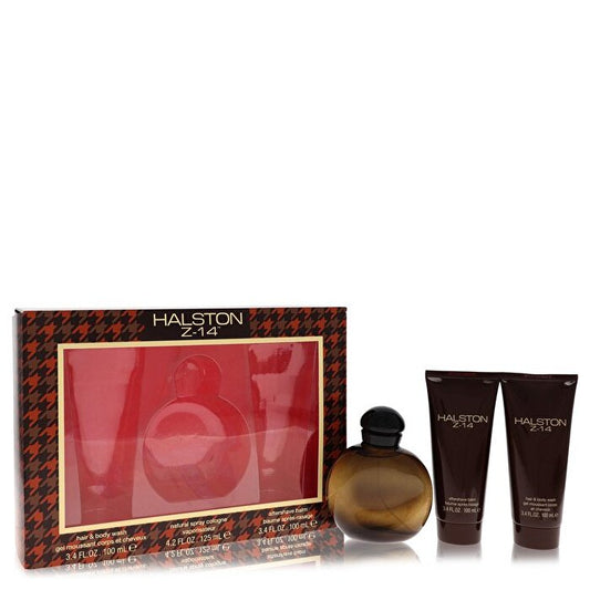 Halston Z-14 Gift Set - Cologne Spray + 3.4 oz After Shave Balm + 3.4 oz Hair & Body Wash