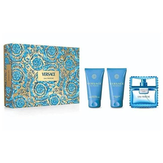 Versace Man Eau Fraiche Gift Set Eau De Toilette 50ml Shower Gel Man Eau Fraiche 50ml After Shave Balm Man Eau Fraiche 50ml 50ml