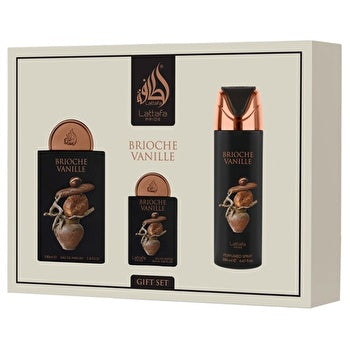 Lattafa Perfumes Brioche Vanille Gift Set Eau De Parfum 100ml Eau De Parfum 20ml And Deospray 200ml 100ml