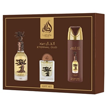 Lattafa Perfumes Eternal Oud Gift Set Eau De Parfum 100ml Deospray 200ml And Eau De Parfum 20ml 100ml
