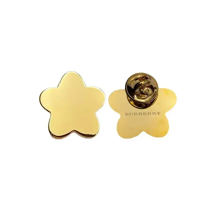 Burberry Golden Brass Flower Shape Lapel Pin��brooch
