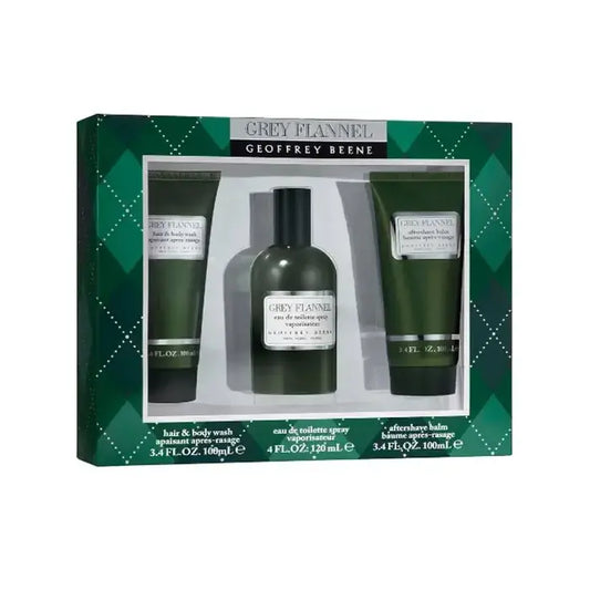 Geoffrey Beene Grey Flannel Man Set Eau De Toilette 120ml & After Shave Balm 100ml & Hair & Body Wash 100ml