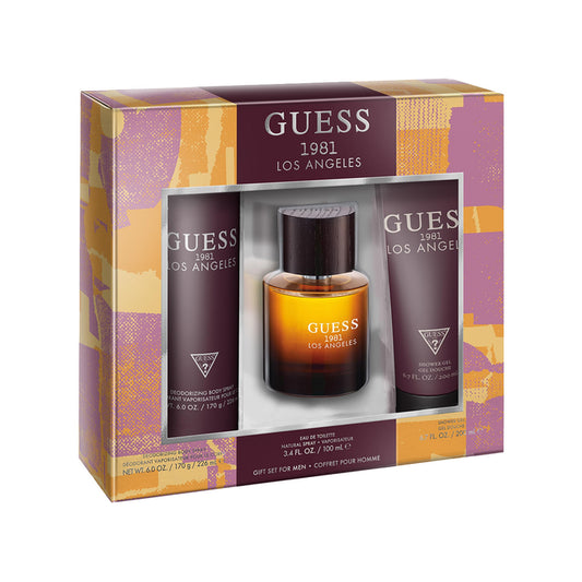 Guess 1981 Los Angeles Man Set Eau De Toilette 100ml & Sg 200ml & 226ml Body Spray
