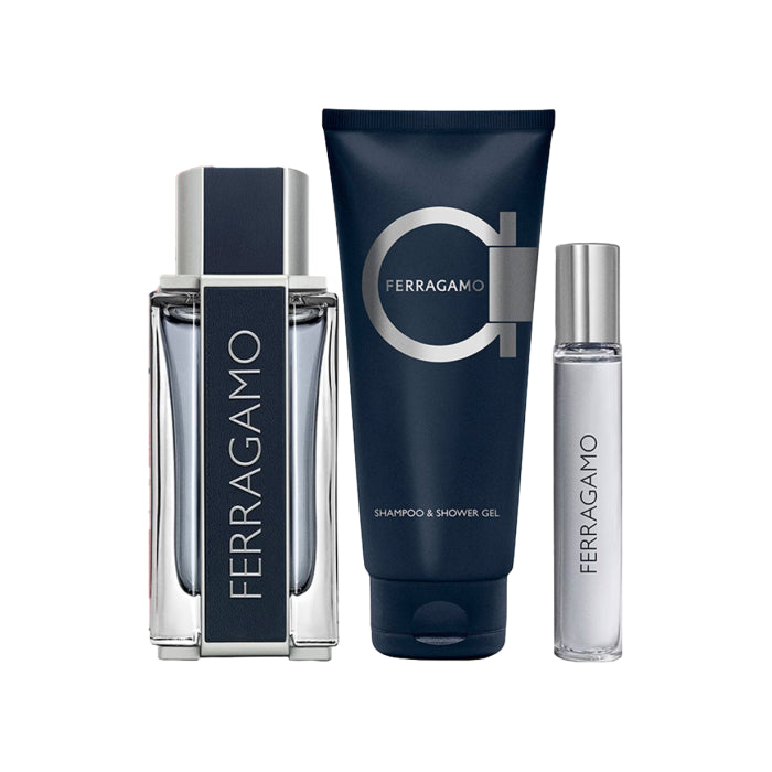 Salvatore Ferragamo Ferragamo Man Set Eau De Toilette 100ml & Eau De Toilette 15ml & Shampoo & Sg 100ml