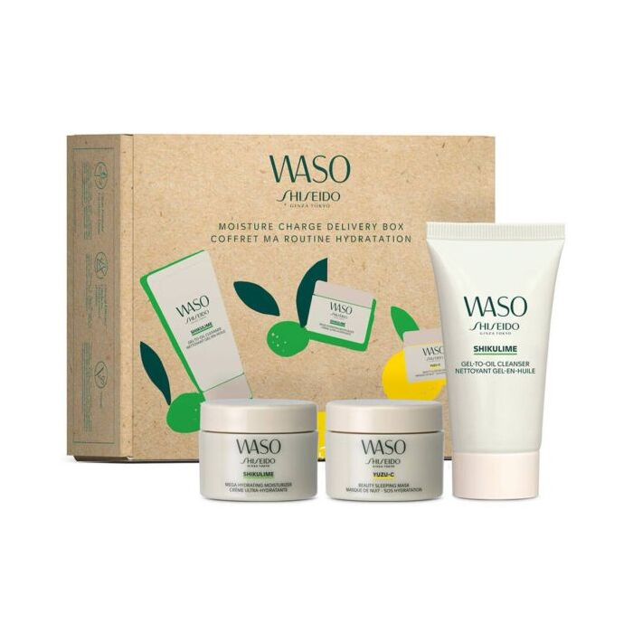 Shiseido Waso Moisture Charge Kit Woman Set Oil Cleanser 30ml & Moisturizer 15ml & Sleeping Mask 15ml