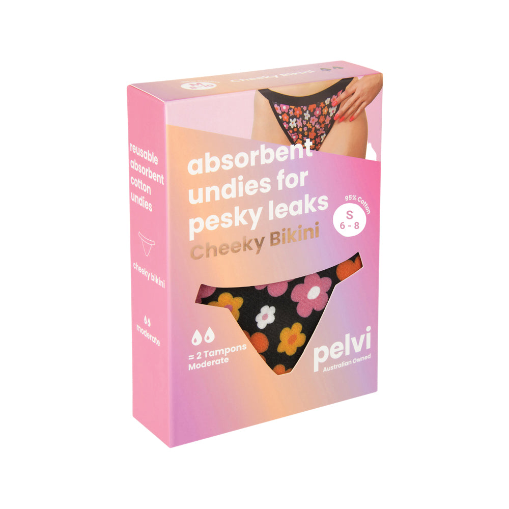 Pelvi Leakproof Underwear Cheeky Bikini Floral S